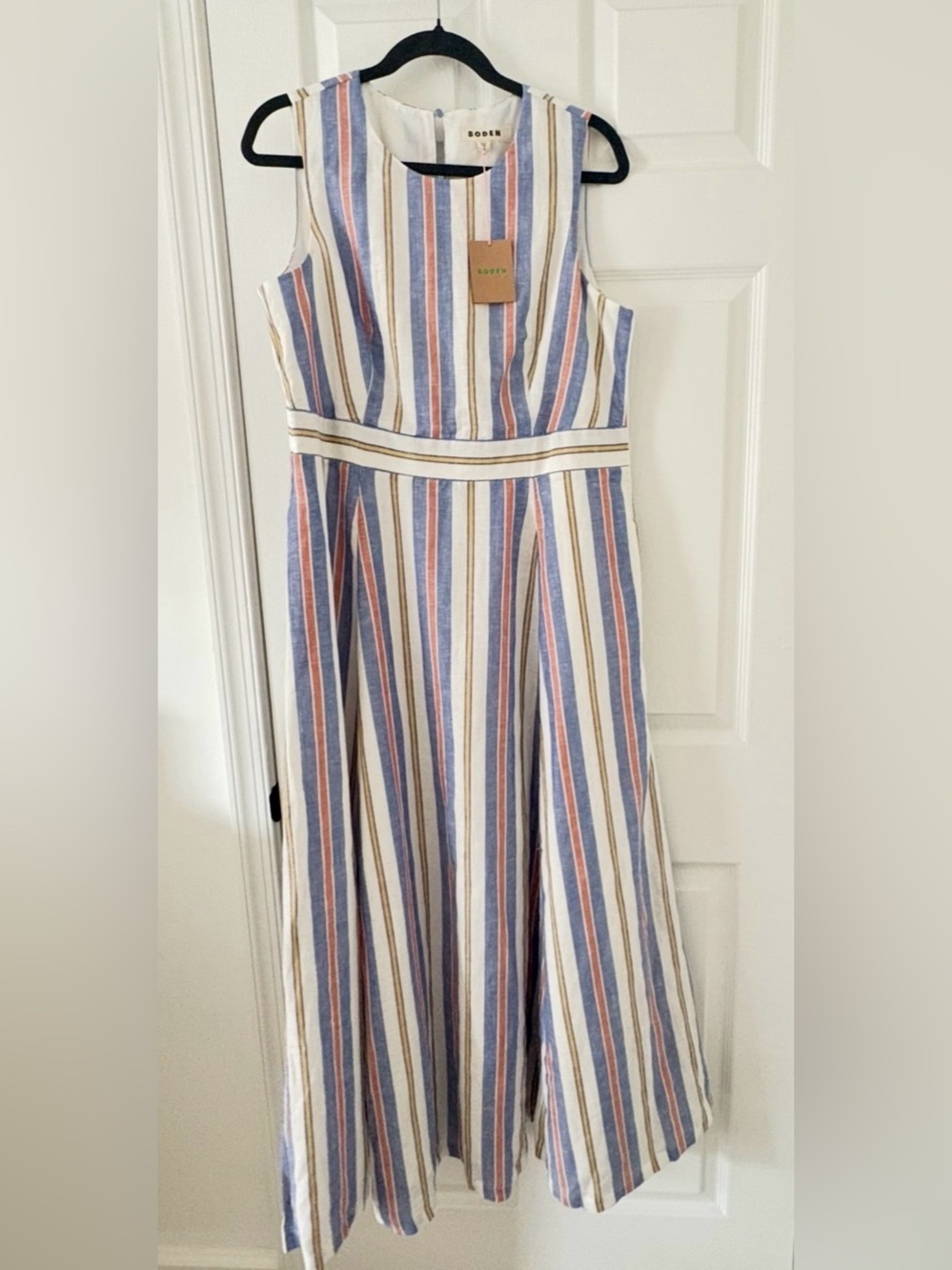 BODEN Linen Stripe Midi Dress | NWT